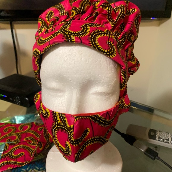 African Style Cloth Face Mask and Headgear - Picture 2 of 4